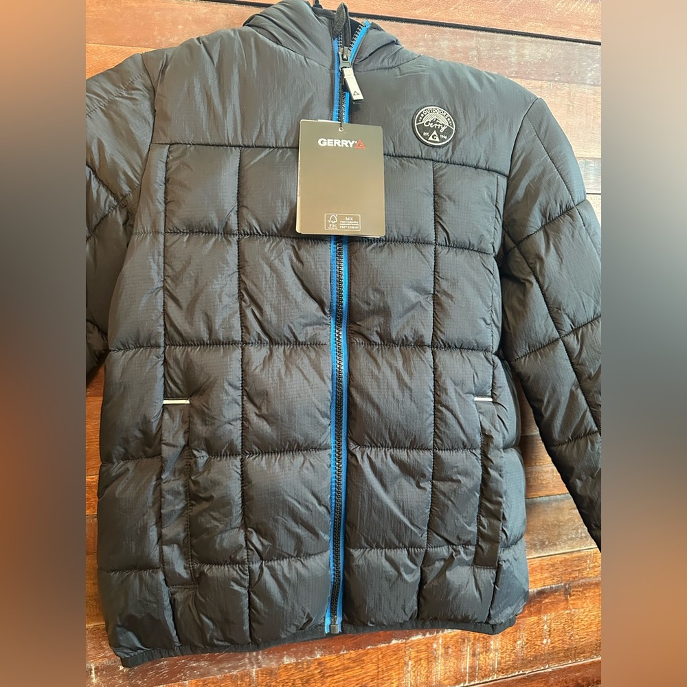 Gerry Black Puffer Jacket with Logo Patch